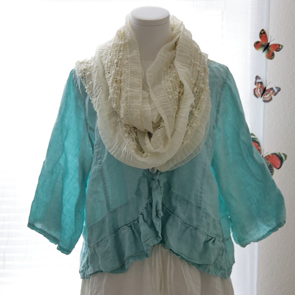 Shabby Chic Lace cottage vintage inspired loop scarf O/S